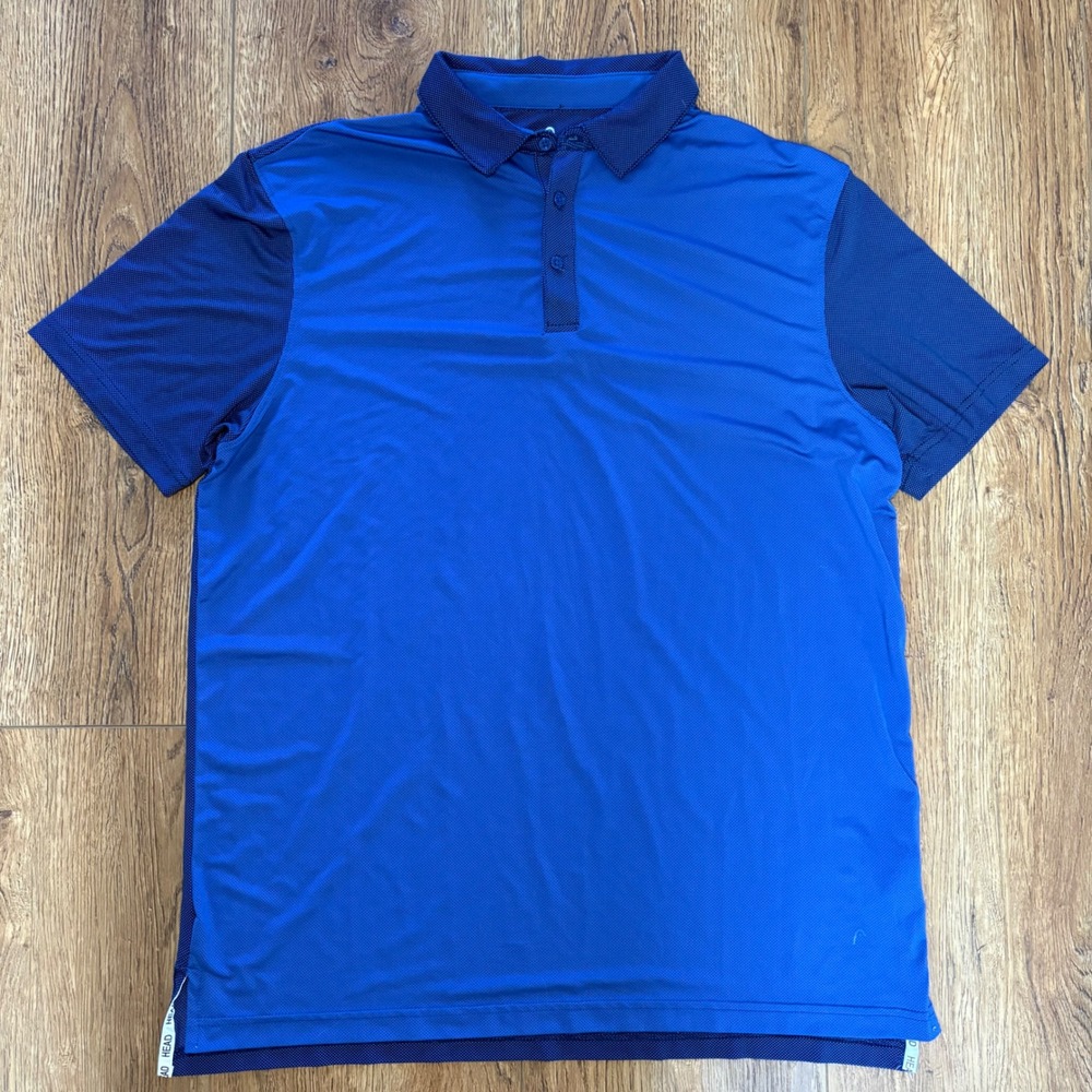 Head Golf Mens XL‎ Blue Performance Polo Shirt Short Sleeve Mesh Sport Gorpcore